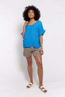 M Made in italy — Women's Woven Short Sleeve Top