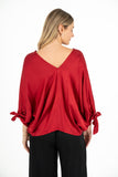 Oversized Bat-Wing V-Neck Long Sleeve Top