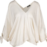 Oversized Bat-Wing V-Neck Long Sleeve Top