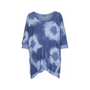 blue tie-dye sweatshirt for women with a V-neck and long sleeves. Soft and cozy, perfect for casual wear, loungewear, and relaxed everyday outfits.