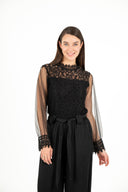 Lace Long Sleeve Woven Top