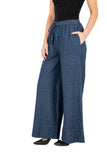 Wide-Leg Pull-On Pants With Draw-Cord