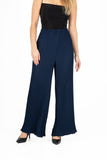 Pleated Detail Wide-Leg Pull-On Pants