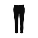 Black slim-fit pants for women with a cropped length, button closure, and rolled cuffs. Stylish and versatile, perfect for casual, office, or smart-casual outfits.