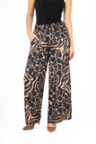 Printed Draw Cord Pull-On Pants With Slash Pockets