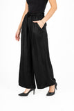 Adjustable Waist Woven Pull-On Pants With Slash Pockets