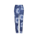 Tie-dye joggers for women with a drawstring waist and frayed hem. Soft and comfortable, perfect for casual wear, lounging, or athleisure outfits.