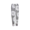 Tie-dye joggers for women with a drawstring waist and frayed hem. Soft and comfortable, perfect for casual wear, lounging, or athleisure outfits.