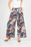 Printed Woven Pull-On Pants With Slash Pockets