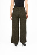 Gold Stripe Detail Wide-Leg Knit Pull-On Pants