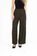 Gold Stripe Detail Wide-Leg Knit Pull-On Pants