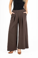 Wide-Leg Knit Pull-On Pants With Side Seam Pockets