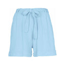 High-waisted shorts for women with a belted tie and cuffed hem. Lightweight and breathable, perfect for casual summer outfits and vacation wear.