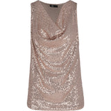 Sequin Sleeveless Cowl-Neck Top