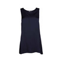 Blue sleeveless V-neck top for women with a flowy tunic-style fit. Lightweight and versatile, perfect for layering, casual wear, or elegant evening outfits.