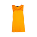 Orange sleeveless V-neck top for women with a flowy tunic-style fit. Lightweight and versatile, perfect for layering, casual wear, or elegant evening outfits.