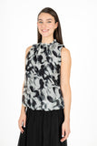 Gathered Ruffle Crew-Neck Sleeveless Top