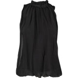 Gathered Ruffle Sleeveless Crew-Neck Top