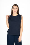 Side Panel Insert Crew-Neck Knit Top