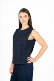 Side Panel Insert Crew-Neck Knit Top