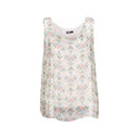 Beige floral tank top for women with a sleeveless design and flowy fit. Lightweight and breathable, perfect for layering, casual wear, and summer outfits.