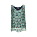 Green floral tank top for women with a sleeveless design and flowy fit. Lightweight and breathable, perfect for layering, casual wear, and summer outfits.