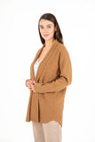 Shawl Collar Long Sleeve Double-Knit Cardigan