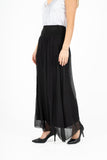 Mid-Calf Length Pull-On Skirt With Knit Waistband