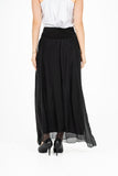 Mid-Calf Length Pull-On Skirt With Knit Waistband