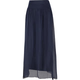 Mid-Calf Length Pull-On Skirt With Knit Waistband