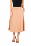 Mid Calf Pull-On Knit Skirt With Side Pockets