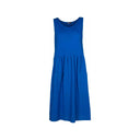 Blue sleeveless midi dress for women with a relaxed fit and front pockets. Lightweight and comfortable, perfect for casual wear, summer outings, and everyday style.