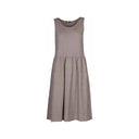 Gray sleeveless midi dress for women with a relaxed fit and front pockets. Lightweight and comfortable, perfect for casual wear, summer outings, and everyday style.