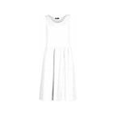 White sleeveless midi dress for women with a relaxed fit and front pockets. Lightweight and comfortable, perfect for casual wear, summer outings, and everyday style.