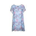 Floral chiffon dress for women with short sleeves and a flowy high-low hem. Lightweight and elegant, perfect for summer, weddings, and special occasions.