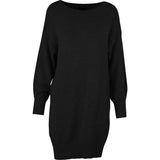 Crew-Neck Long Sleeve Knit Dress With Side Pockets