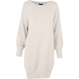 Crew-Neck Long Sleeve Knit Dress With Side Pockets