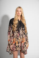 Astrid — Women's Woven Maxi Dress — Black Floral