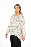 Printed Boat-Neck Top With Dropped Shoulder