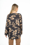 Crew-Neck Long Sleeve Printed Tunic With Side Slits