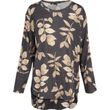 Crew-Neck Long Sleeve Printed Tunic With Side Slits