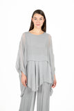 Scoop-Neck Woven Tunic With Long Sleeves