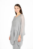 Scoop-Neck Woven Tunic With Long Sleeves