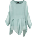 Scoop-Neck Woven Tunic With Long Sleeves