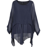 Scoop-Neck Woven Tunic With Long Sleeves