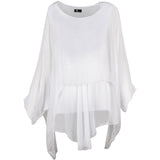 Scoop-Neck Woven Tunic With Long Sleeves