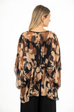 V-Neck Printed Tunic With Bat-Sleeves And Elastic Waistband