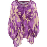 V-Neck Printed Tunic With Bat-Sleeves And Elastic Waistband