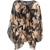 V-Neck Printed Tunic With Bat-Sleeves And Elastic Waistband