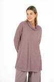 Cowl-Neck Long Sleeve Tunic With Flap Panels